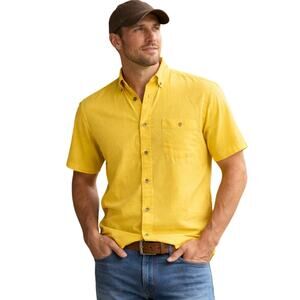 Vintage 80s Mens Medium IVP Classics Yellow Button-Down Shirt 42 Chest